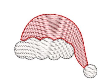 Santa Hat Sketch Embroidery Design Mini Small Christmas Quick Stitch Machine Embroidery Pattern Face Mask Embroidery