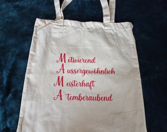 Stoffbeutel - Long Handles - Jutebeutel - Mama - Baumwolltasche