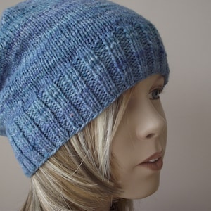 Beanie hat HEAVEN BLUE... hand-spun wool image 1