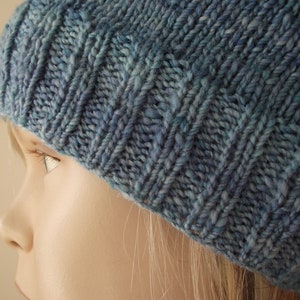 Beanie hat HEAVEN BLUE... hand-spun wool image 4