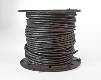 Cordón de cuero negro auténtico, redondo de 1,5 mm y 2 mm para joyería, con diferentes longitudes.
