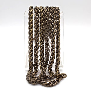 3ft Antique Bronze Wheat Chain Lot , 6mm Textured Braided Wheat Chain for Jewelry ,Thick Necklace / Bracelet Chain, Vintage Brass Chain