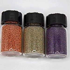 Micro Caviar Bead Set of Three , .6mm-1mm Glass Caviar Beads , No Hole Micro Bubble Beads , Metallic Micro Beads , Transparent Bubble Beads