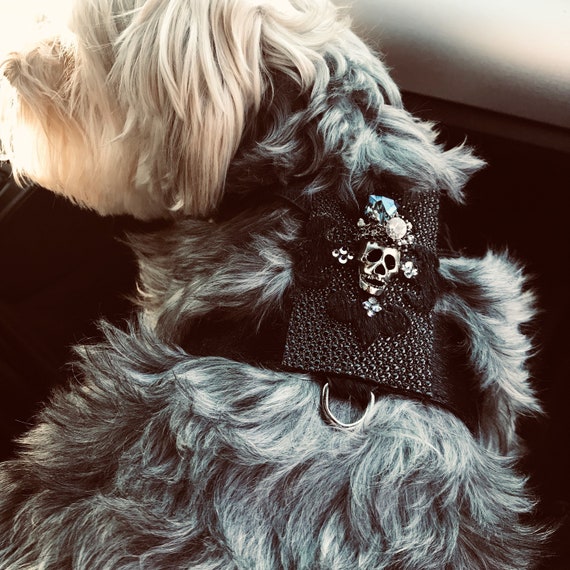 Designer Dog Accessories/ Black Dog Harness / Stingray Harness 