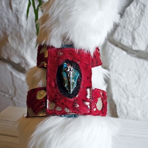 Red Leather Dog Harness | Luxury Dog Harness | Pet Harness Red | Gift for Pet | Small Dog Harness | Pet Accessories | Designer Harness
