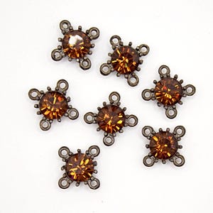 Smoked Topaz Swarovski Crystal Connector Lot, Brown Rhinestone Connector, Vintage Swarovski Crystal Findings , 4/3/2 Loop Connector Lot