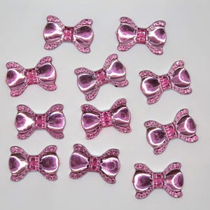 22 Stück Rosa Schleifen, Kawaii, flache Rückseiten, Fliegenverzierung, Flatback-Bögen