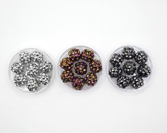 Sparkly 12mm Rhinestone Ball Beads: Craft Supply - Hematite, AB Gold, Silver