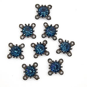 Montana Blue Swarovski Crystal Connector Lot,  Rhinestone Embellishment, Vintage Swarovski Crystal Charm , 4/3/2 Loop Connector Lot