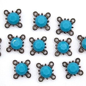 Turquoise Swarovski Crystal Connector Lot, Rhinestone Connector, Vintage Swarovski Crystal Findings ,Crystal setting 4/3/2 Loop Connector