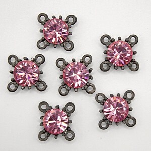 Light Rose Swarovski Crystal Connector Lot,  Pink Rhinestone Connector, Vintage Swarovski Crystal Jewelry Findings ,4/3/2 Loop Connector Lot