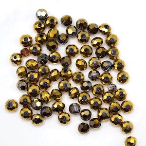 54pcs #5000 Swarovski Crystal Dorado Round Bead , 4mm Gold Swarovski Crystal Bead, Faceted Swarovski Crystal Bead