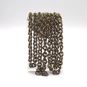 3ft Vintage Cable Chain , 6.5mm Twisted Link Chain for Jewelry Making, Antique Brass Necklace/ Bracelet Chain, Open Link Cable Chain