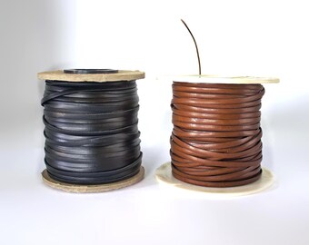 Flat Leather Cord, Brown Black Leather Lace , 2.3mm-3mm Flat Genuine Leather Lacing Cord, Different Color and Size Options