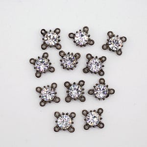 11pcs  Swarovski Crystal Mix Connector Lot,  Clear Rhinestone Connector, Vintage Swarovski Crystal Jewelry Findings