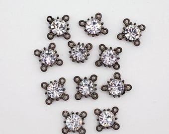 11pcs  Swarovski Crystal Mix Connector Lot,  Clear Rhinestone Connector, Vintage Swarovski Crystal Jewelry Findings