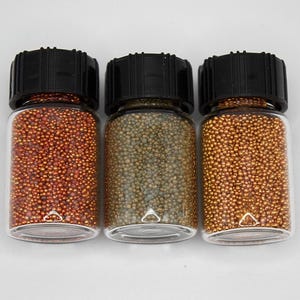Mix Micro Caviar Bead Set  , 0.6mm-1mm Glass Beads , 37g Hole less  Micro Bubble Beads, Orange Olive Glass Mini Caviar Beads in Jars