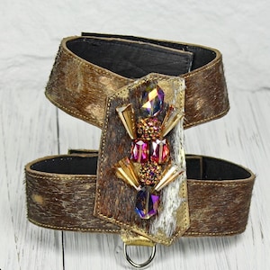 Metallic Leather Dog Harness/ Luxury Dog Harness/ Couture Pet accessories