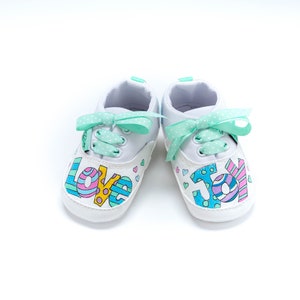 Handpainted Love & Joy, Infant Boy and Girl Shoes, Pregnancy, Baby Shower, Unique Baby Gift, Custom Baby, New Mom, Grandma Gift, SoleBabyCo