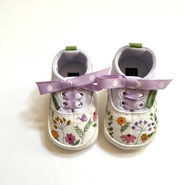 Handpainted Wildflowers, Infant Boy & Girl Shoes, Pregnancy, Baby Shower, Unique Baby Gift Custom Baby, New Mom, Grandma Gift, SoleBabyCo