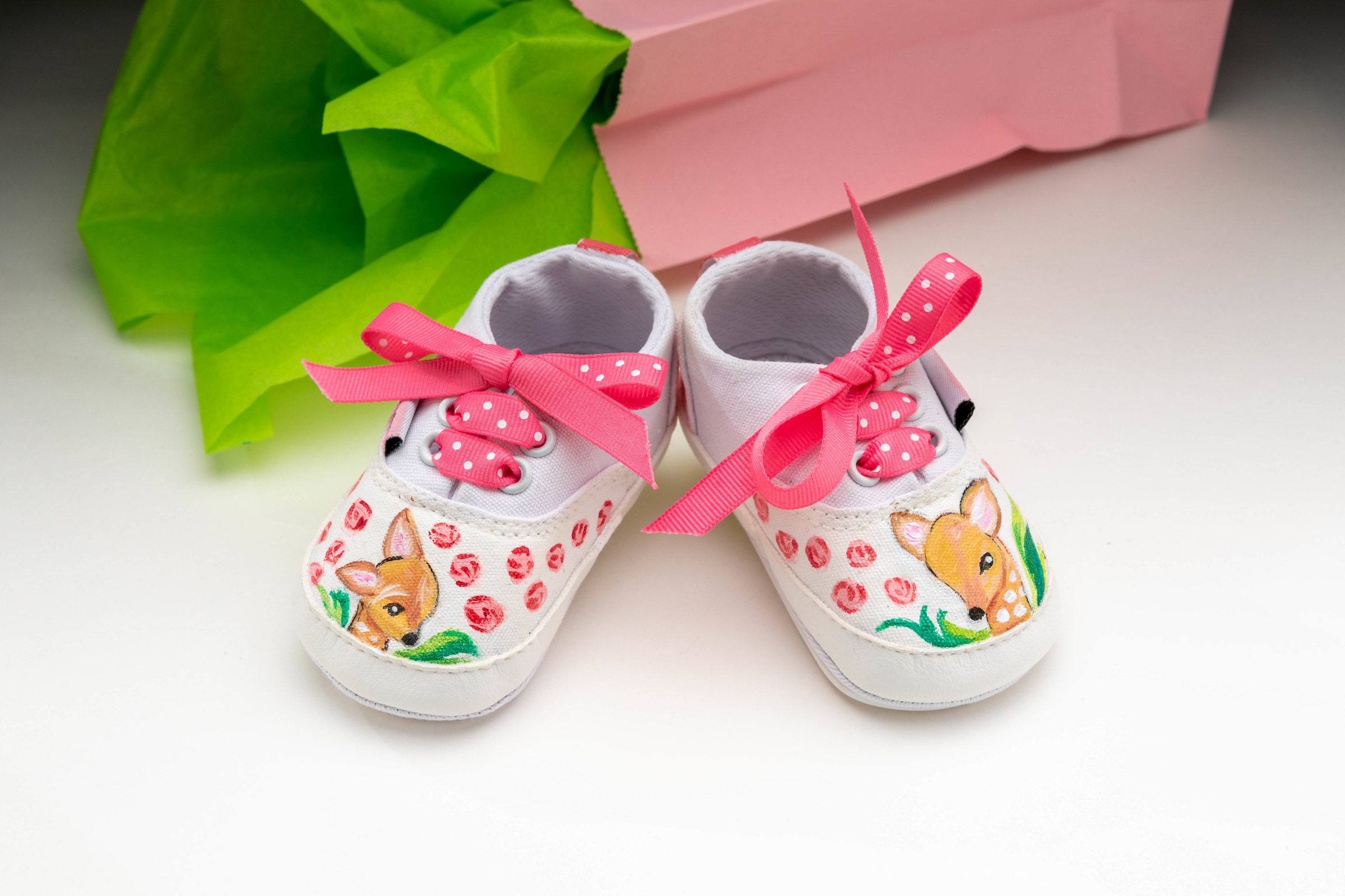 Handpainted Deer and Baby Infant Boy Girl Shoes Pregnancy