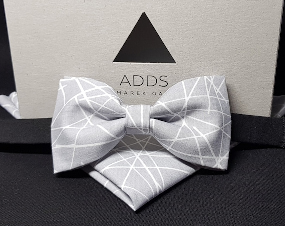Set bow tie and pocket cloth bow tie and handkerchief