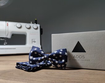 Men's Bow Tie / Blue Bow Tie / Bow with Stars /Accessory / Cotton / Gift Idea / Gift for Him / Bow / Handmade Bow Tie