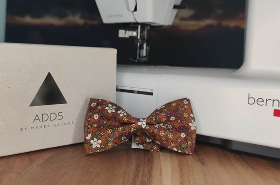 Handmade Men's Bow: Brown with Colorful Flowers - Elegant Uniqueness