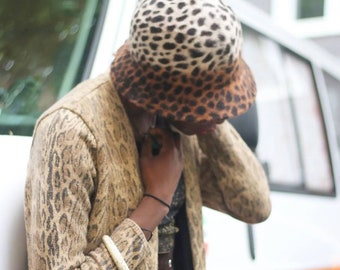 Vintage JOOP! bucket hat | 90s animal print hat in ombre brown| Leo print accessory