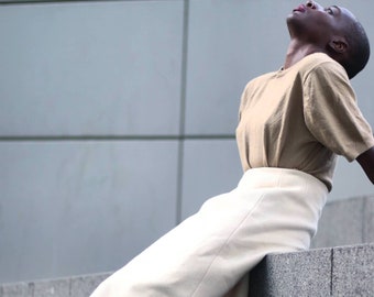 Vintage cream handmade  wool blend skirt size small