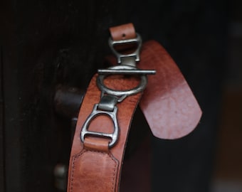 90s Red label Petrol Industries Leather Belt| Vintage Statement Brown Waist belt with copper colored details