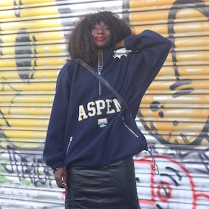 Roots Athletics Aspen Fleece| Vintage Navy Blue 90s Ski Pullover