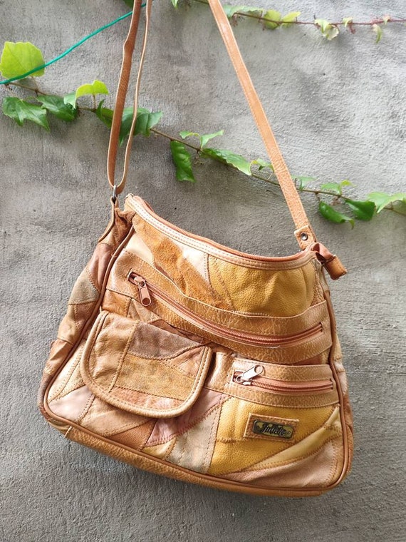 JULIETTE Leather Handbags Vintage Beige Hobo Shoulder Bag Made in USA