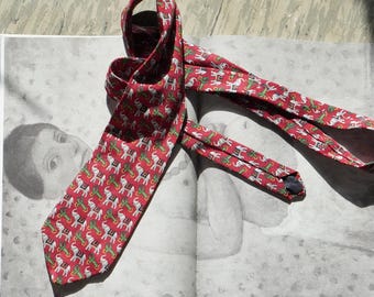 Vintage Seidensticker Elephant Silk Tie Red Novelty Necktie Made Germany