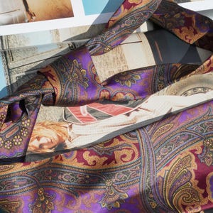 Schubert Vintage 1980s Silk Tie Paisley Pattern Purple Burgundy Mens Necktie