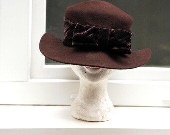 Raffaello Bettini Hat Cloche Womens Medium Wool Bow Studded Made in Italy Retro Raffaello Bettini Hat Cloche Womens Medium Wool Bow Studded  main image 4