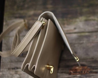 80s Picard Mini Bag| Women's Vintage brown Minimalist leather shoulder bag| Compact Crossbody bag