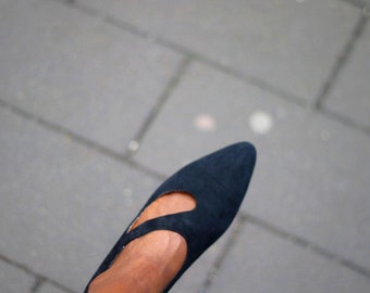 80er Jahre Bamar Leder Heels| Retro-Pumps für Damen in Schwarz| Italienische, elegante, minimalistische Schuhe mit Ausschnitten