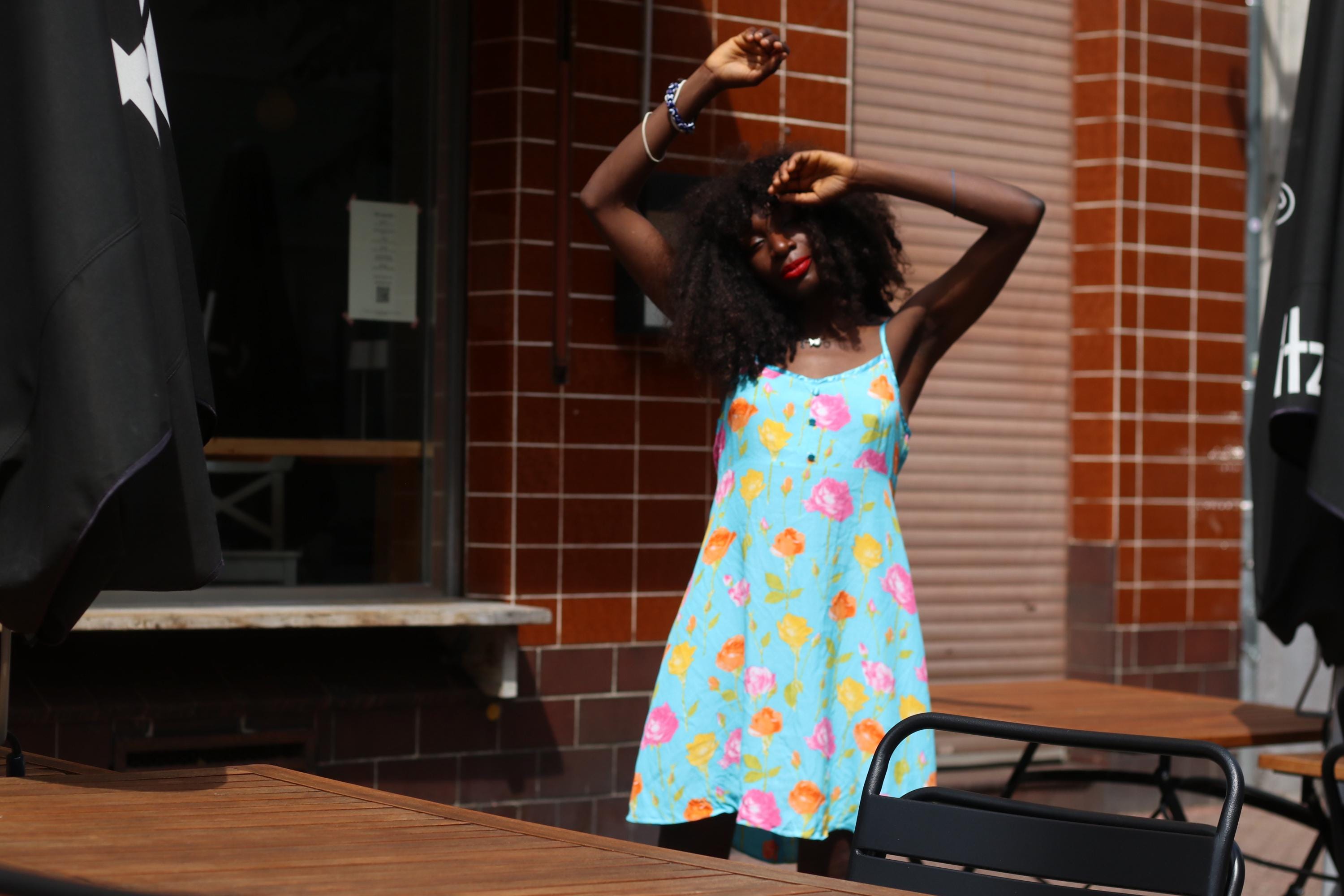 Y2k Floral Slip Dress: Vintage 2000s Blue Rose Mini Sundress
