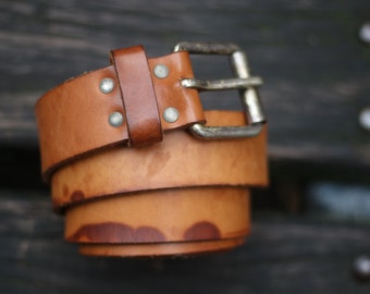 Vintage Original el cinto leather belt| Vintage  minimalist brown classic belt|  Capsule wardrobe design with silver colored buckle