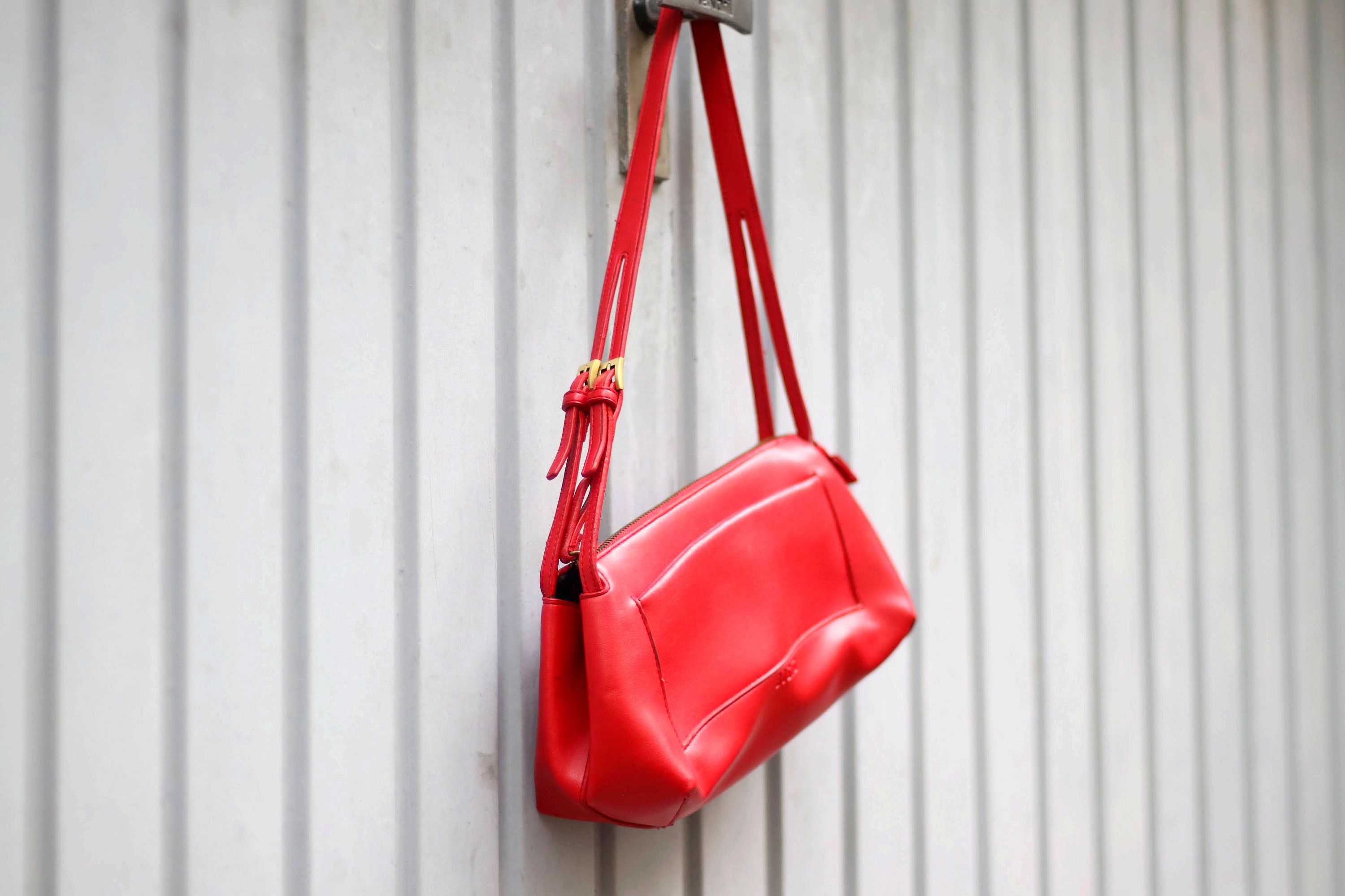 90s Bogy's Leather Bag| Vintage Red Handbag| Minimalist Compact