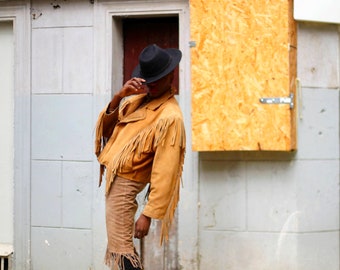 90s Brown Suede Skirt| Vintage Cowgirl Fringe Detailed Country skirt| Maximalist Colloseum leather design