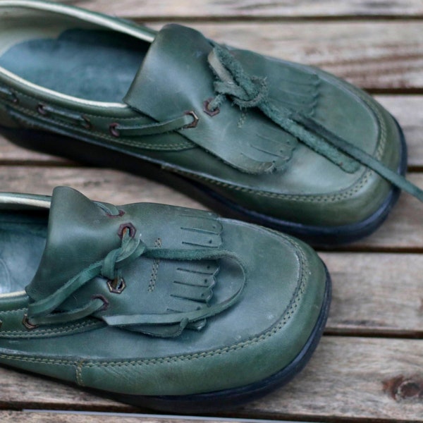 Oxfords pour femmes des années 70 | vintage Minimalist Leather Preppy Chaussures de tous les jours|