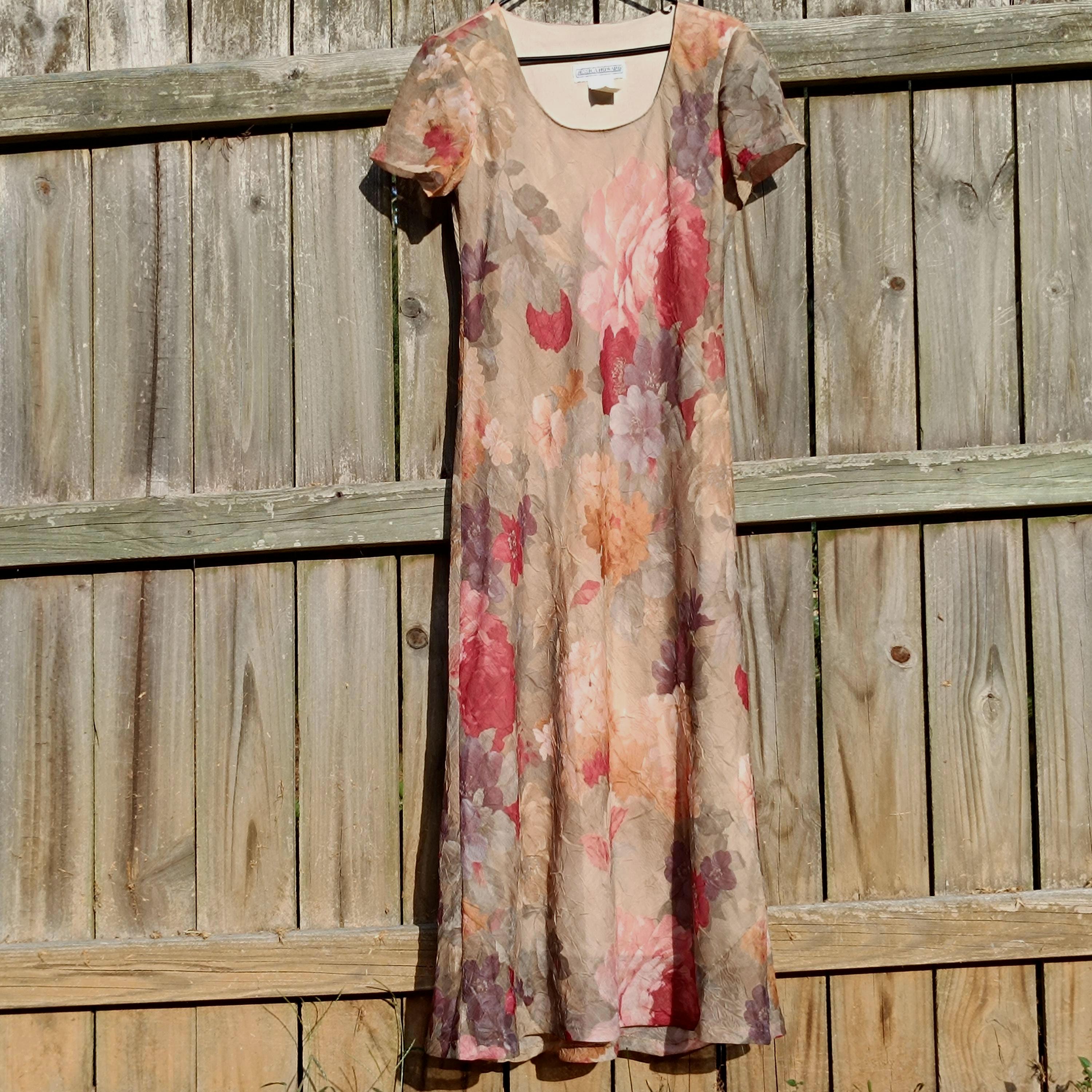 Robe Longue Fleurie Jessica Howard – Taille 6 – 55% Lin, 45% Rayonne – Occasion