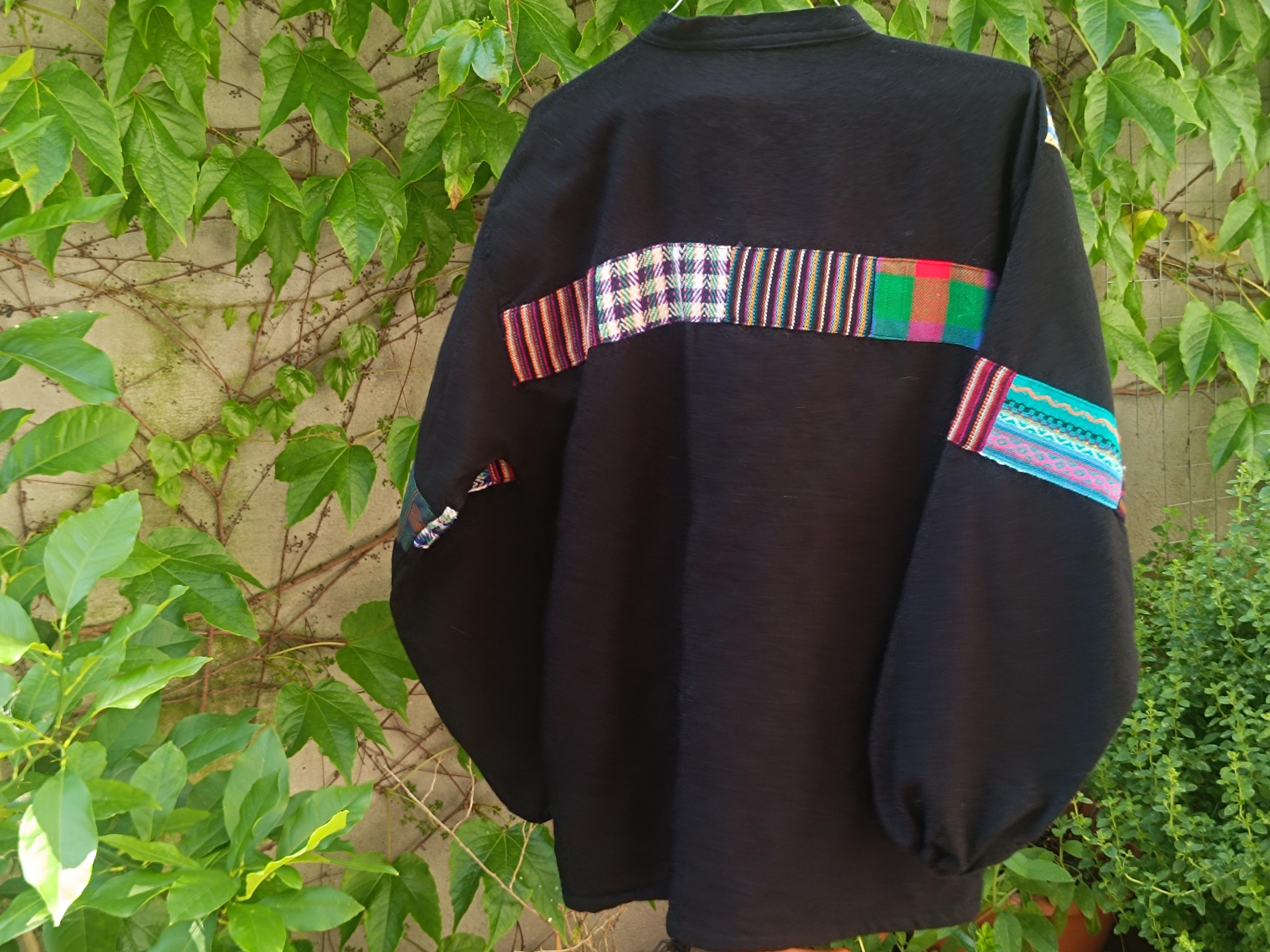Vintage 90s Patchwork Sweater - Oversized Wool Cotton Knit