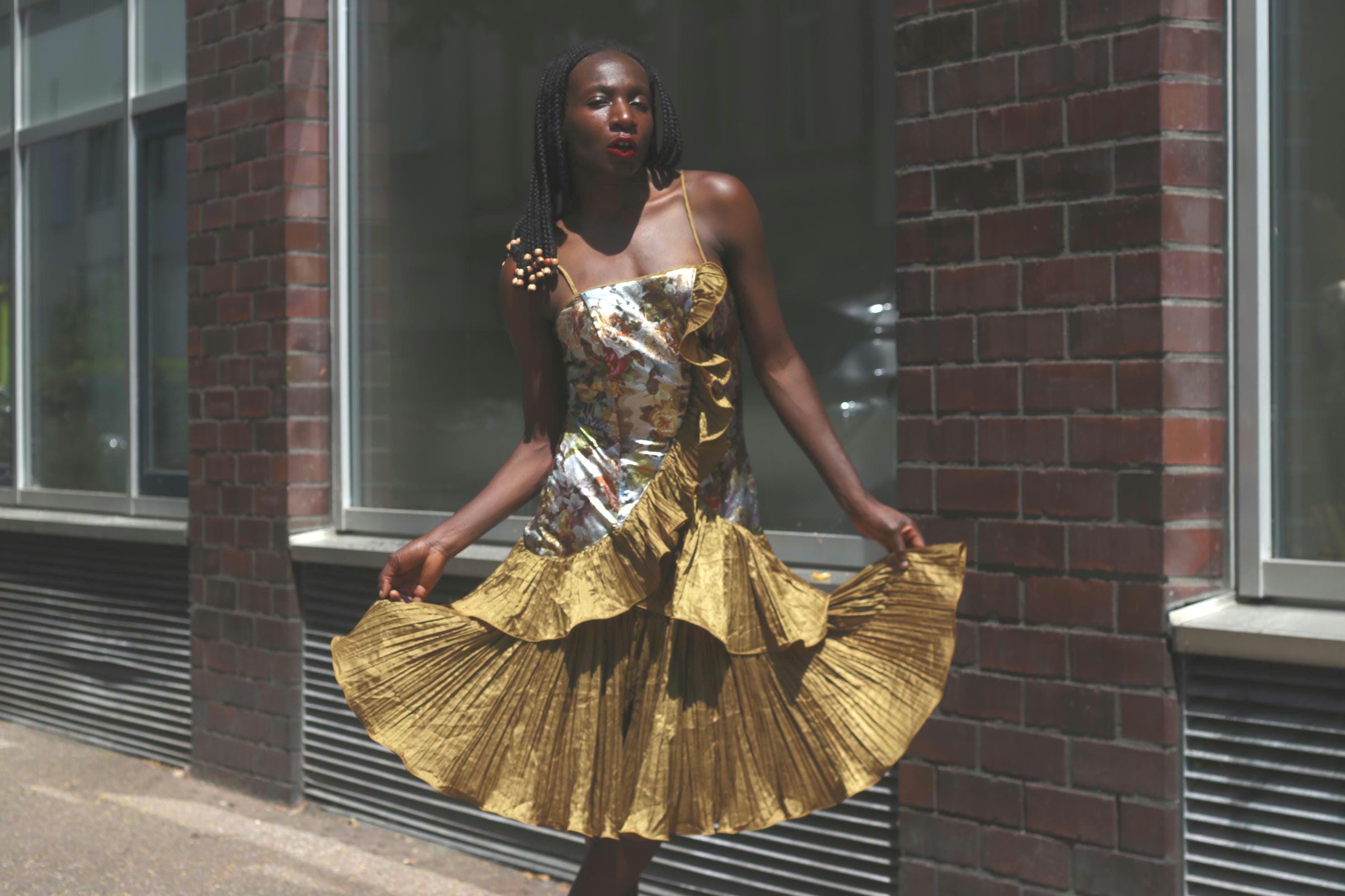 gold 80's prom dress 80s Fall GOW