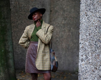 90s Brown Leather Skirt | Vintage mini minimalist skirt| Purist Capsule wardrobe skirt