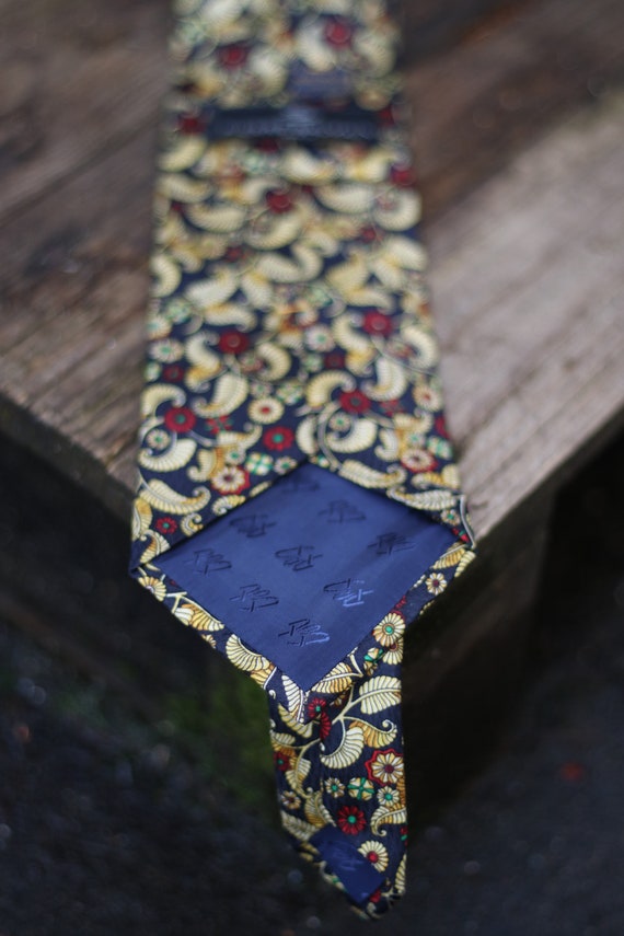 90s Pierre Balmain Silk Tie| Vintage Abstract Pri… - image 3