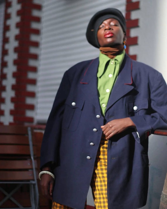 Navy tailored coat best sale womens