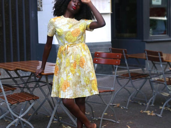 knee length dresses for ladies Photo Finish Pleated Midi In Neon Yellow